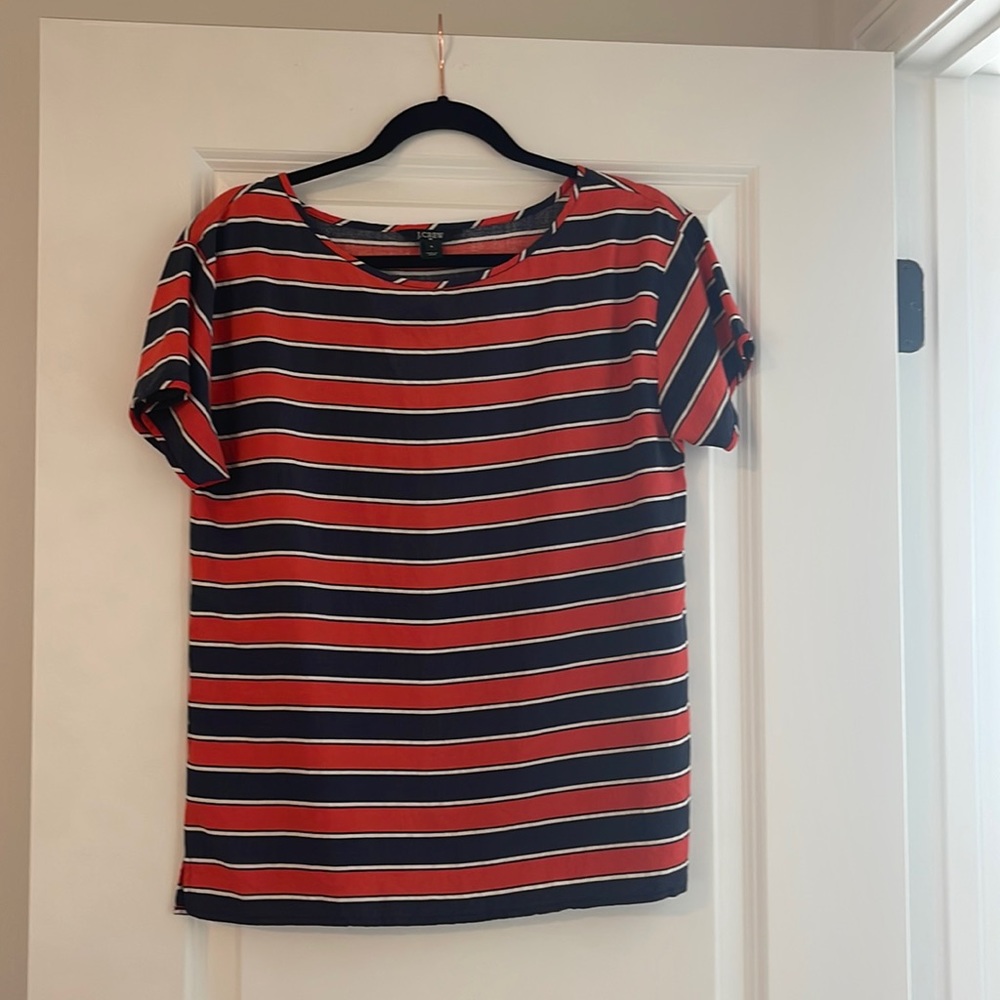 Red white blue striped blouse